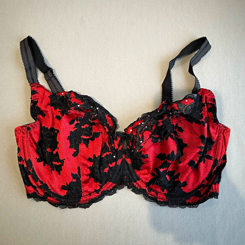 34dd red black - red/black, lace